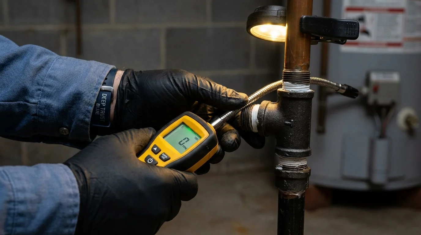 Gas leak detection with electronic sniffer by Johns Plumbing LLC in Ajo