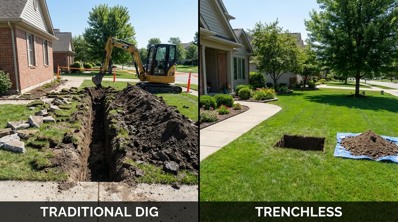 Trenchless sewer repair with minimal yard damage versus traditional excavation in Ajo, AZ
